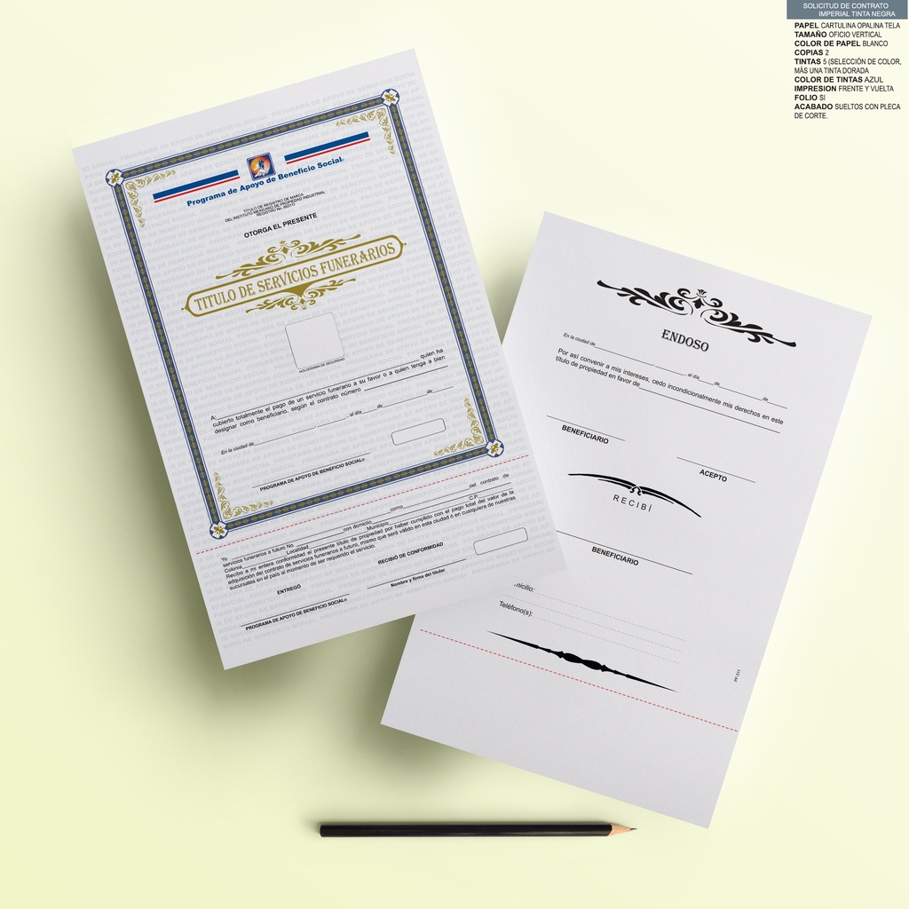 PF - TITULOS DE SERVICIOS FUNERARIOS