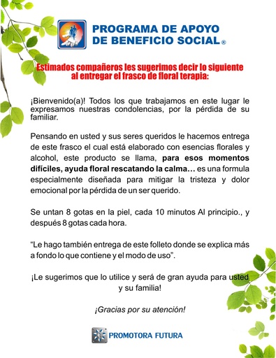 [PF-613-0] AVISO DE ENTREGA FLORAL TERAPIA