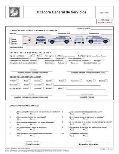 [TKT-601-0] BITACORA GENERAL DE SERVICIOS