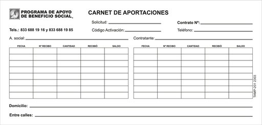[TAMP-201-0] TAMP - CARNET DE PAGO