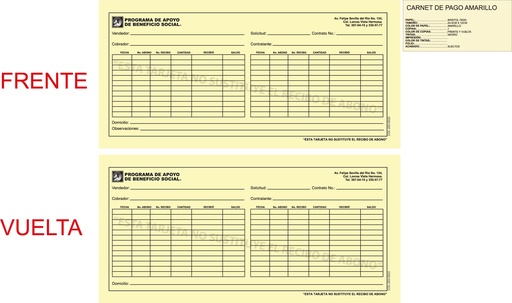 [COL-202-0] CARNET DE PAGO AMARILLO