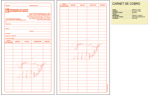 [MTY-208-0] CARNET DE PAGO GAM TINTA NARANJA