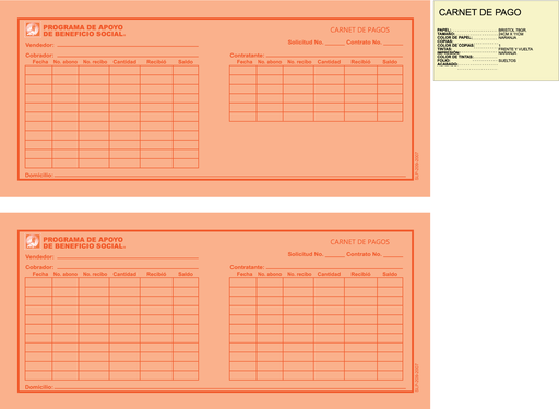 [SLP-209-0] CARNET DE PAGO NARANJA