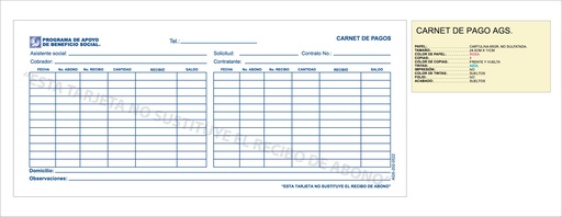 [AGS-202-0] CARNET DE PAGO ROSA TINTA AZUL