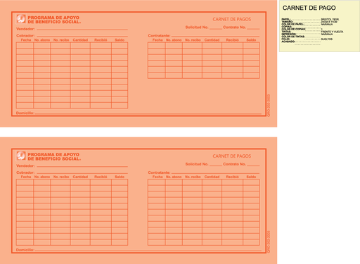 [QRO-202-0] CARNET DE PAGO TINTA NARANJA