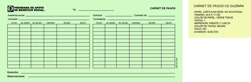 [HER-210-0] CARNET DE PAGO VERDE CPM