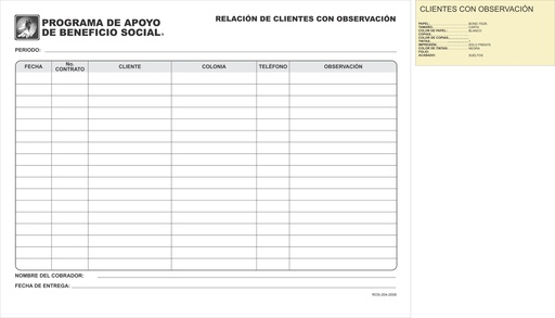 [ROS-204-0] CLIENTES CON OBSERVACIÓN