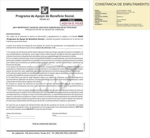 [TKT-205-0] CONSTANCIA DE ENRUTAMIENTO