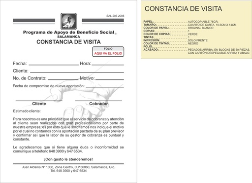 [SAL-203-0] CONSTANCIA DE VISITA