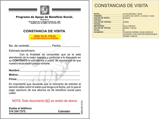 [MZN-201-0] CONSTANCIA DE VISITA
