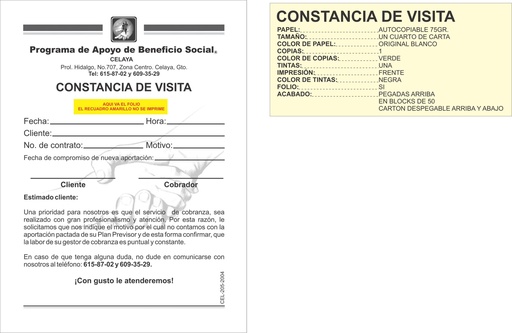 [CEL-205-0] CONSTANCIA DE VISITA