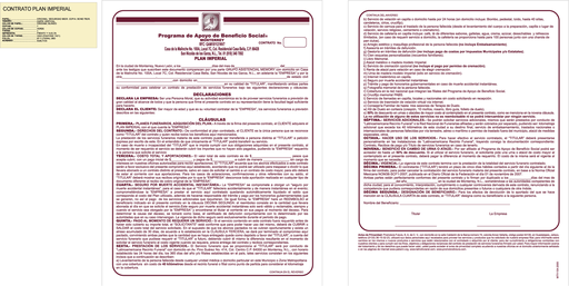 [MTY-104-0] CONTRATO PLAN IMPERIAL AZUL TINTA VINO LITERAL DBD