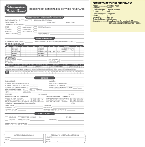 [CUE-601-0] CUE - FORMATO SERVICIO FUNERARIO