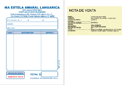 [PMP-204-0] NOTA DE VENTA MA ESTELA  AMARAL