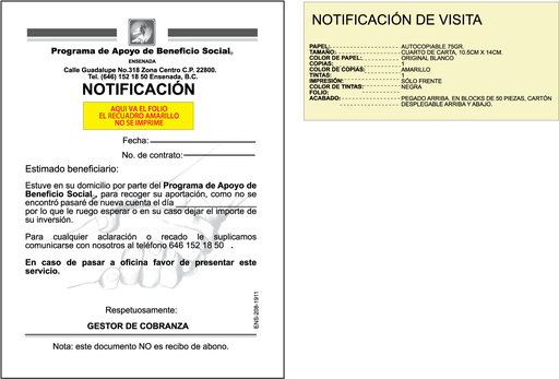 [ENS-208-0] NOTIFICACION DE VISITA