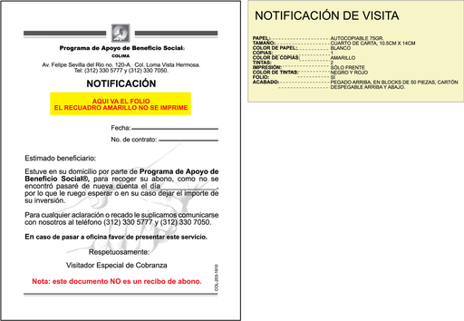 [COL-203-0] NOTIFICACION DE VISITA
