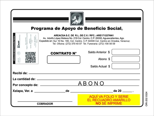 [ORI-202-0] RECIBO DE ABONO AREACSA