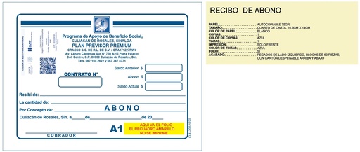 [CUL-202-0] RECIBO DE ABONO CRACSO