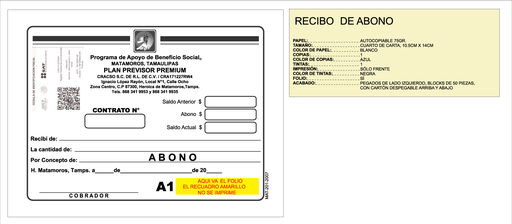 [MAT-201-0] RECIBO DE ABONO CRACSO TINTA NEGRA