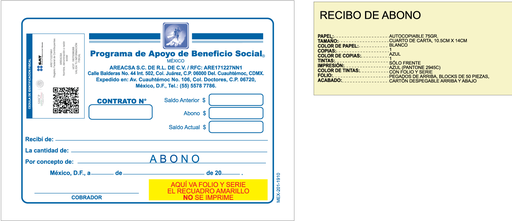 [MEX-201-0] RECIBO DE ABONO CUAUHTEMOC AREACSA