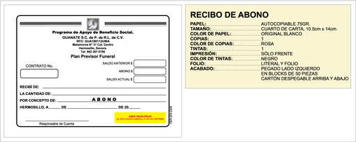 [HER-204-0] RECIBO DE ABONO GUANATE