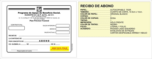 [CGUZ-203-0] RECIBO DE ABONO GUANATE