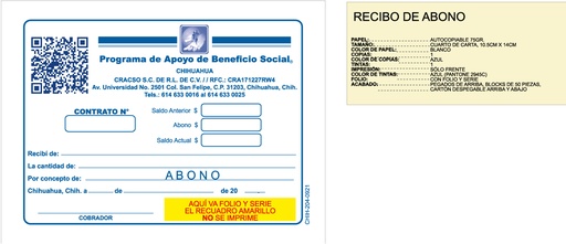 [CHIH-204-0] RECIBO DE ABONO PABS CRACSO