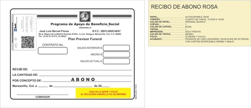 [MZN-202-0] RECIBO DE ABONO ROSA