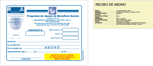 [AGS-205-0] RECIBO DE ABONO SIN DISTRITO PABS