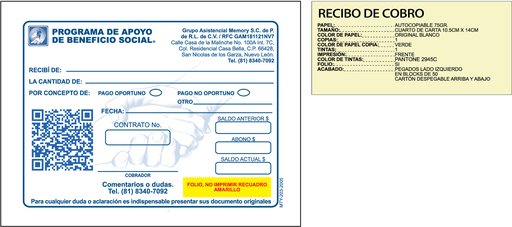 [MTY-203-0] RECIBO DE COBRO GAM TAZ