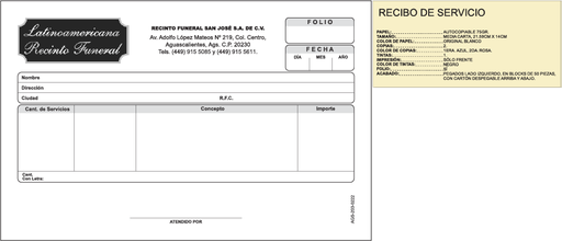 [AGS-203-0] RECIBO DE SERVICIOS