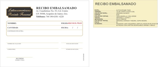 [ACAP-205-0] ACAP - RECIBO EMBALSAMADO