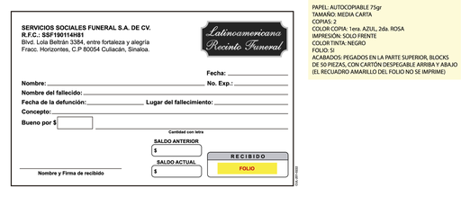 [CUL-201-0] RECIBO LATINOAMERICANA