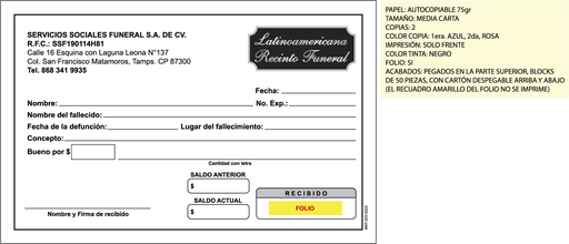 [MAT-203-0] RECIBO LATINOAMERICANA