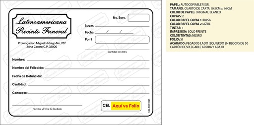 [CEL-602-0] RECIBOS ADICIONALES LRF 