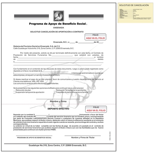 [ENS-108-0] SOLICITUD DE CANCELACION