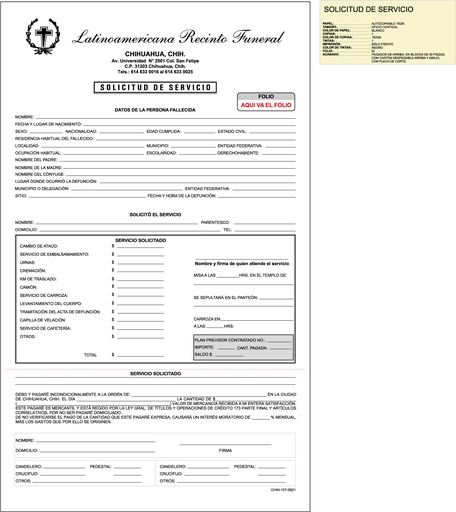 [CHIH-107-0] SOLICITUD DE SERVICIO