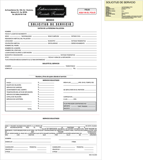 [MEX-103-0] SOLICITUD DE SERVICIO