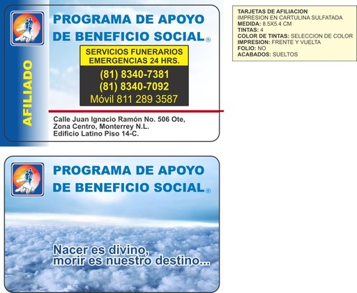 [MTY-302-0] TARJETA DE AFILIACION