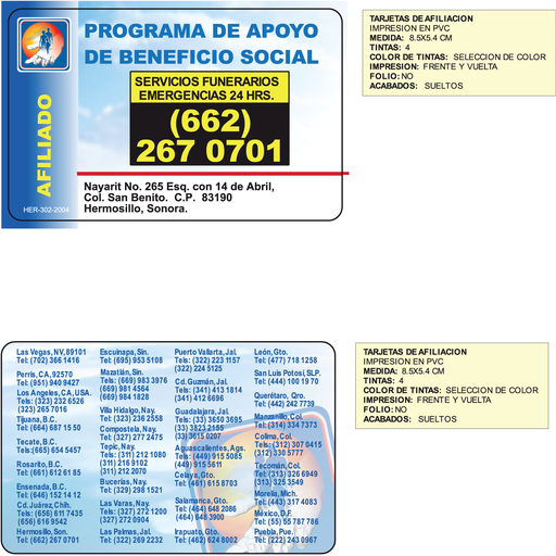 [HER-302-0] TARJETA DE AFILIACIÒN