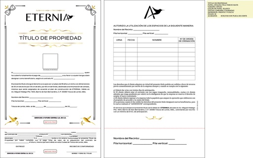 [ETER-300-0] TITULO DE PROPIEDAD ETERNIA