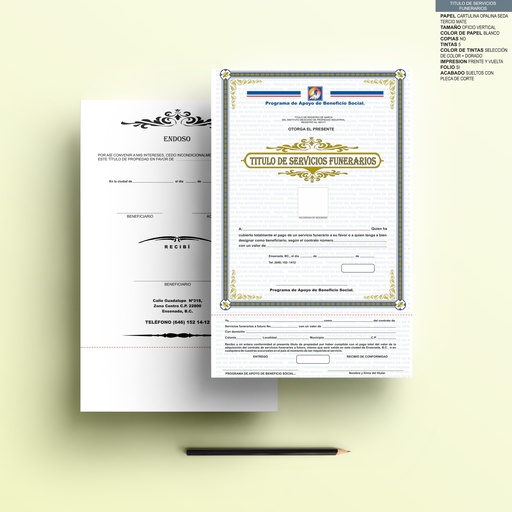 [ENS-303-0] TITULO DE SERVICIOS FUENERARIOS
