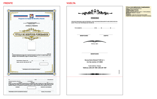 [TUX-304-0] TUX - TITULO DE SERVICIOS FUNERARIOS