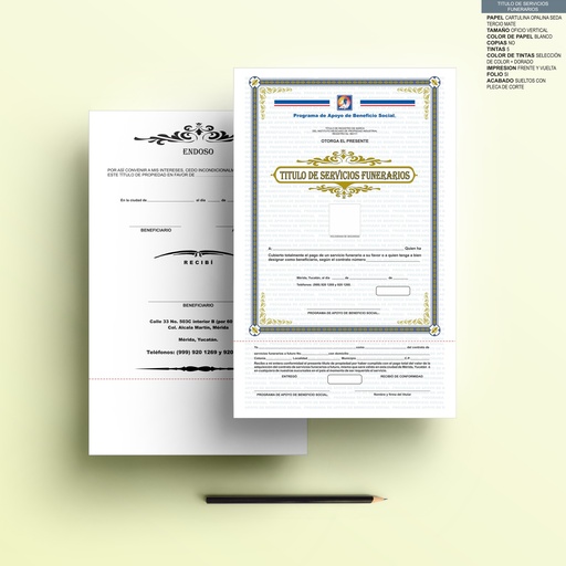 [MER-301-0] MER - TITULO DE SERVICIOS FUNERARIOS