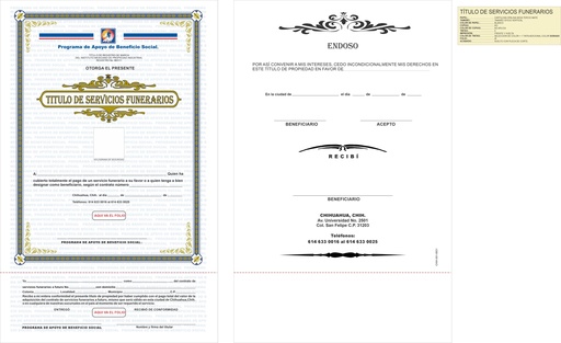 [CHIH-301-0] TÍTULO DE SERVICIOS FUNERARIOS