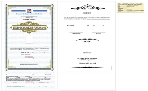[IRA-301-0] TÍTULO DE SERVICIOS FUNERARIOS